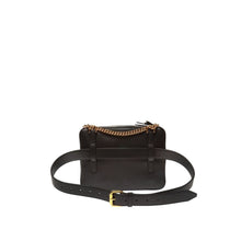 Load image into Gallery viewer, Fendi Black Upside Down F Logo Embossed Leather Crossbody Belt Bag