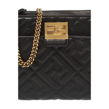 Load image into Gallery viewer, Fendi Black Upside Down F Logo Embossed Leather Crossbody Belt Bag