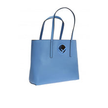Load image into Gallery viewer, FENDI Leather Baby Blue Shopping Tote Cut Out Fendi Logo