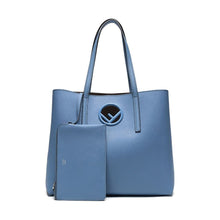 Load image into Gallery viewer, FENDI Leather Baby Blue Shopping Tote Cut Out Fendi Logo