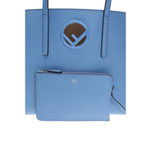 Load image into Gallery viewer, FENDI Leather Baby Blue Shopping Tote Cut Out Fendi Logo