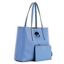 Load image into Gallery viewer, FENDI Leather Baby Blue Shopping Tote Cut Out Fendi Logo