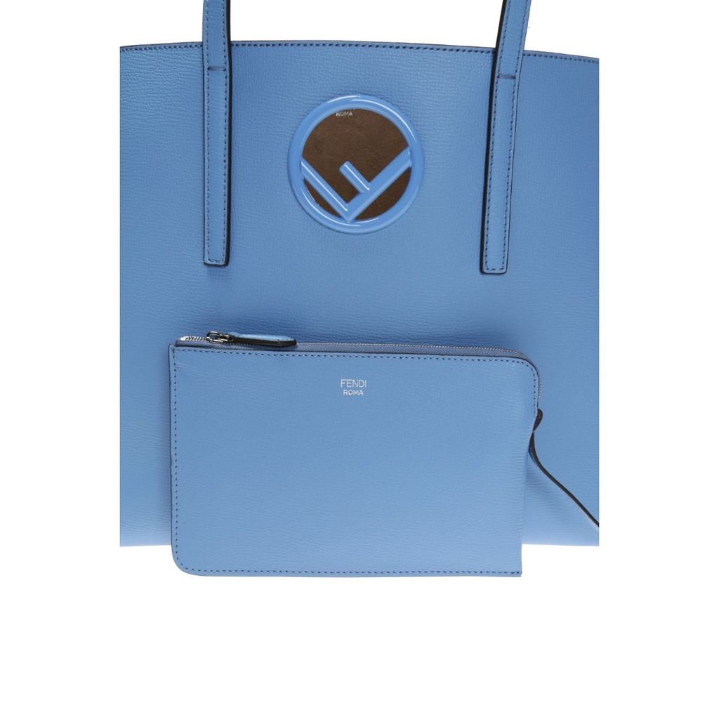 FENDI Leather Baby Blue Shopping Tote Cut Out Fendi Logo – Tamu Bazaar